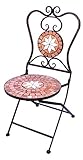 DanDiBo Gartenstuhl Metall Mosaik Merano Stuhl 12002 H-95 cm Metallstuhl Mediterran Wetterfest Bistrostuhl Gartenmöbel Klappstuhl mit Naturstein