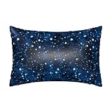 TZTTZT Seidensatin-Kissenbezug für Haar und Haut, Queen-Size-Kissenbezüge mit Reißverschluss, Nachthimmelblau, Nebel und Sterne, kühl, weich, 50,8 x 76,2 cm