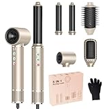 Airstyler 5 IN 1, Haarstyler mit 110000 RPM, 20M/S Haartrockner für Schnelltrocknend, 320 Millions lonic Multistyler Hairstyler mit Automatischer Luft-Lockenstab, Haarglätter Bürste ＆ Volumenbürste