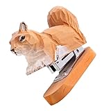 WRITWAA Holz tierhefter Eichhörnchen Design Kreativer Mini schreibtischhefter aus Robustem Holz für Schule Büro Zuhause mit Fein Gearbeiteter Tierfigur und Langlebiger Verarbeitung