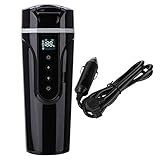 WOHPNLE Auto-Wasserkocher, 500 ml, Multi-Temp-LCD-Display, Edelstahl-Reisewasserkocher mit Touchscreen, schnelles Aufheizen, 12 V 24 V, tragbarer Auto-Wasserkocher für die