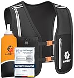 LUMEFIT Laufweste für Damen & Herren inkl. 500ml Trinkflasche - Trinkrucksack zum Laufen und Joggen Atmungsaktiv & Reflektierend - Laufrucksack Weste | Trinkweste Rucksack | Running Vest
