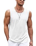 COOFANDY Herren-Tanktop, 2er-Pack, lässig, weich, ärmellos, Fitnessstudio, Muskel-Shirt, Bodybuilding-T-Shirt, Weiss/opulenter Garten, XL