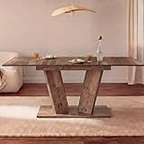 B&D home Esstisch Willem, ausziehbar 120-160x80 cm 4-6 Personen Küchentisch Holztisch mit Säule für Esszimmer, Küche, skandinavisch modern Design, Texas-Eiche, 11201-WE-EITE