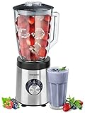 Standmixer 800 Watt 6-Fach Metallmesser 1,5 Liter 5 Stufen Glas Edelstahl Pulsfunktion Universal Power Mixer Eiweiß Shaker Hand Blender Ice Crusher Zerkleinerer Smoothie Maker Stand Mixer