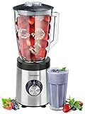 Standmixer | 800 Watt | 6-Fach Metallmesser | 1,5 Liter | 5 Stufen | Glas Edelstahl | Pulsfunktion | Universal Power Mixer | Eiweiß Shaker | Hand Blender | Ice Crusher | Zerkleinerer | Smoothie Maker