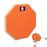 Newellsail Schlagzeug Übungspad 8 Zoll Schlagzeug-Pad Gummi Dumb Drum Practice Pad mit Holzsockel für Schlagzeuger Anfänger Orange