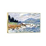 OZPWBVY Paul Signac Berühmte Wandkunst Leinwandbilder-Wandbilder Wanddekoration-Ostwind-Goldrahmen Poster und Drucke 80x130cm31x51in