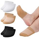 Utensilsto 6 Paar Rutschfeste Socken No Show Halbsocken Füßlinge Damen Vorfußsocken Silikon Unsichtbare Söckchen Non-Slip Zehensocken Damen Ballettschuhe High Heel Socken(schwarz+hautfarben+weiß)