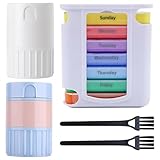 2pcs Tablettenmörser Tablettenteiler Tablettenschneider Tabletten Zerkleinern Tabletten Schneider Tablettenzerkleinerer Pillenschneider (Weiß Und Lila) Kommt mit 1 Medikamentenbox Und 2 Bürsten