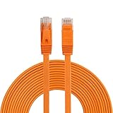 By Qubix - 15m CAT6 Ultra dünnes flaches Ethernet Netzwerk LAN-Kabel (1000Mbps) - Orange - Internetkabel