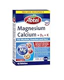 Abtei Magnesium + Calcium + D3 + K - Nahrungsergänzung mit Langzeit-Depot  zur Unterstützung von Muskeln, Knochen, Herz und Nervensystem - 1 x 42 Tabletten