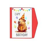 Grußkarte – 7-Zoll-Geburtstagskarte | Papier-Capybara-Design – aufwendiger handgefertigter Stil mit Umschlag, Karte mit elegantem Tiermuster, ideal für Muttertag, Geburtstage und aufmerksame Geschenke