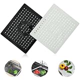 2 Stück Spülbecken Schutzmatte, Abtropfmatte Geschirr, Spülbeckenmatte, Silikon Sink Mat, Abtropfunterlage 31 x 26cm, Rutschfest Spülmatte für Besteck, Spüle, Glaswaren(Weiß+Schwarz)
