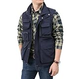 Rivccku Herren Freizeit Safari Angeln Outdoor Arbeit Weste Jacke Foto Reise Cargo Mesh Weste Multi Taschen