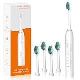IKERY Schallzahnbürste - Elektrische Zahnbürste mit 6 Putzmodi sauberere Zähne - IPX7 Schallzahnbürste USB-Ladegerät für Erwachsene Toothbrush Integrierter Timer mit 4 abgerundeten Bürstenkopf