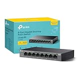 TP-Link 8-Port-Gigabit-Switch für Computer mit PoE+ 8 Ports, bis zu 16 Gbit/s, PoE-Übertragung bis zu 250 m, leiser Betrieb, lüfterloses Design,