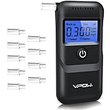 VPOW Alkoholtester, Professioneller Alkoholtester mit digitaler Blauer LCD-Anzeige, Atemalkoholtester mit Gradgenauigkeit für den privaten professionellen Gebrauch zu Hause - Dunkles Schwarz