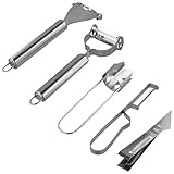 5-Teiliges Sparschäler Edelstahl, Kartoffelschäler, mit Maisschäler, Spargelschäler, Gemüseschäler, Julienneschneider, Apfelschäler, Peeler, Schäler für Alle Arten von Obst und Gemüse
