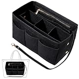 Fentar Handtaschen Organizer, Filz Taschenorganizer mit Mehrere Fächer, Organizer Tasche, Langlebig Taschenorganizer Shopper mit Reißverschluss, Innentaschen für Handtaschen (27x16x15cm, Schwarz)