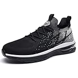 GOOBON Herren Laufschuhe Air Sportschuhe Running Shoes Atmungsaktiv Leichte Turnschuhe Fitness Walking Sneakers Schwarz Size 44 EU