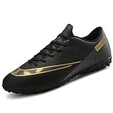 VTASQ Fussballschuhe Kinder Fußballschuhe Jungen Low Top Professional Athletics Trainingsschuhe Outdoor Sportschueh Teens Football Schuhe für Unisex-Kinder Schwarz 38EU