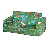 PWTJ Kinder-Sofa, Doppelsitz, 2-in-1, aufklappbar, Schaumstoff-Sofa für Kinder, Geschenk (grün)