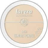 lavera Satin Compact Powder -Medium 02- nude - Bio-Mandelöl & Bio-Reispulver - Vegan - mattierend - langanhaltend - Samtige Textur (1 x 9,5g)