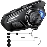 WAYXIN T2 Motorrad Headset mit Gegensprechanlage 1pc,Intercom Motorrad Kommunikationssystem für 15 Stunden Arbeitszeit Helm Headset Motorrad Bluetooth Headset mit 100m Reichweite Headset Motorradhelm