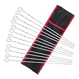 FONDOTIN 12 Stück Teiliges Bbq Spieße Flache Metall Grillspieße Wiederverwendbar für Garnelen Gemüse Tragetasche für Grillpartys und Camping