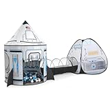 SISTICKER 3-in-1 Kinder Spielzelt Tunnel Drinnen: Pop-Up Raumstation Kinderzelte mit Klappbares Krabbeltunnel für Draußen - Tolles Geburtstagsgeschenk für Baby Entwickelt Motorische Fähigkeiten