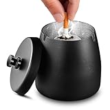 Tatxmalv Außenbereich Winddicht Zigarettenaschenbecher, Schwarz Keramik Aschenbecher usw, Retro Aschenbecher mit Deckel für Zuhause und Büro Dekoration, Windaschenbecher für Außenbereich (Schwarz)
