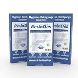 Reinigungstablette für Enthärter Hygienereiniger für Entkalkungsanlagen Anlagenreinigung ResinDes 20g Wasserenthärtungsanlage Hygienespülung für Ionenaustauscher- Harz und Salzbehälter - 3 Stück