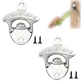 2 Stück Flaschenöffner Wand,Bieröffner Wand,Wandflaschenöffner,Flaschenöffner Wandmontage,Geeignet Für Bargärten Im Freien, Hausbars, Bargartenküchen,Bar, Ktv, Hotel(Silber)