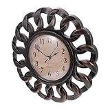 Lurrose Retro Wanduhr mit Stillem Quarzuhrwerk Kreative Runde Uhr im Kaffee Farbverlauf Dekorative Vintage Wanduhr für Wohnzimmer Schlafzimmer Leicht zu Reinigen Langlebiges