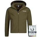 Kirkjubøur® Hestur Herren SOFTSHELLjacke 10.000 mm Wassersäule mit Kapuze und Fleecefutter, atmungsaktiv und wasserabweisend mit Stehkragen, Outdoor (as3, alpha, x_l, regular, regular, Braun)