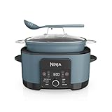 Ninja Foodi PossibleCooker (8 l), 8-in-1 Digitaler Multikocher & Schongarer mit Topf, Dampfeinsatz, Löffel & Glasdeckel, Slow Cooker, Dämpfen, Anbraten, Backen, 8 Portionen, Meersalzgrau, MC1001EU
