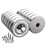 Magnetpro 12 Stück Magnete 7 KG Kraft 16 x 5 mm mit Loch und Kapsel, Senkkopf-Topfmagnet mit Schrauben