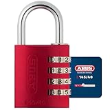 ABUS Zahlenschloss 145/40 Rot - Kofferschloss, Spindschloss u. v. m. - Aluminium-Vorhängeschloss - individuell einstellbarer Zahlencode - ABUS-Sicherheitslevel 4
