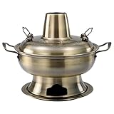 ALturN Kupfer-Hot Pot, traditioneller chinesischer Hot Pot, Edelstahl-Holzkohle-Hotpot-Kocher, chinesischer Suppentopf, Kochgeschirr for Zuhause, Party, Restaurant(Silver,36cm)