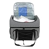 Bowlingtasche für 2 Bälle, Bowlingtasche mit gepolstertem Ballhalter, Bowling-Essentials mit gepolstertem Ballhalter, passend für Bowlingschuhe bis Herrengröße 16