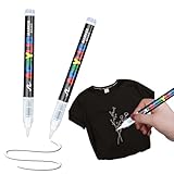 RAXLUPO 2 Stück Weiß Textilstifte Waschmaschinenfest Weicher Stift 1-5mm Textilmarker Lichtecht und Wasserfeste Stifte Textilfarbe Permanent Stoffmalstifte für T-Shirt Stoffbeutel Basteln