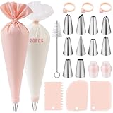 Spritzbeutel mit Tüllen 40 Stück, Nifogo Spritztüllen Set, Torten Zubehör mit Spritztüllen Edelstahl, Silikon Spritzbeutel für Cupcakes, Torten Dekorieren, Kuchen