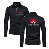 RTNPKLA Herren Rollkragen Pullover Hoodie Massey-Ferguson Casual Pullover Sweatshirt Sweater Rollkragen Freizeit Slim Fit Basic Männer Pullover Kapuzenpullover Black,L
