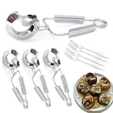 4 Pcs Schneckenzange Edelstahl Lebensmittelzange Mini KüChe Zange Schneckenbesteck,Kommt Mit 4 Kleinen Gabeln, Geeignet fur Picknick Hochzeitsfeier Bar Familienrestaurant Hotel Buffet Grill Dessert