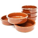 ToCi 6er-Set Tapas-Schalen Braun Auflaufform | 175 ml Cazuela Schale | Ton-Dessertschalen Schälchen Mediterran Ø 11,5 cm | Traditionelle Tonware aus Spanien