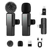 Kabelloses-Mikrofon-Handy for iPhone/Android/Computer PC Mini-Mikrofon Wireless Lavalier Microphone Kabellos Ansteckmikrofon Klein für Streaming, Videoaufnahmen, Interviews, YouTube, TikTok, Vlog