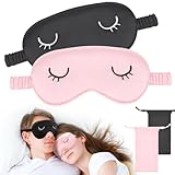 2 Stücke Schlafmaske Seide Kinder Augenmaske Schlafmaske Sleeping Mask, Schlafbrille Damen Bequem Schlafmaske Frauen Herren Weiche Licht Blockierende Nachtmaske Mit Aufbewahrungstasche, Kinder (Large)