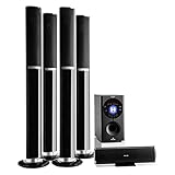 auna Areal Surround Heimkino 5.1- Soundsystem Kanal Heimkinosystem Lautsprechersystem 5.1 heimkinosystem mit 145 Watt RMS, 16,5 cm (6,5')-Sidefiring-Subwoofer, Bassreflex, Bluetooth, schwarz