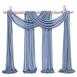 Showgeous 2 Pack Querbehang Staubiges Blau 73cmx610cm Tüll Foto Hintergrund Hochzeit Vorhang Deko Staubiges Blau Chiffon-Stoff Hochzeitsbogen Gardinen für Laube Hochzeit Torbogen Zeremonie Party
